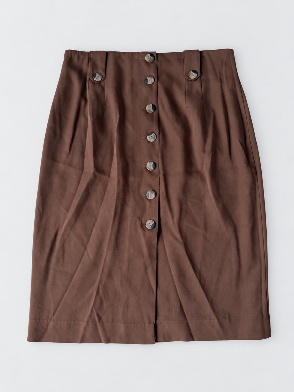 VTG Woman Brown Button Down Midi Skirt XL Classic Academia Equestrian Chic